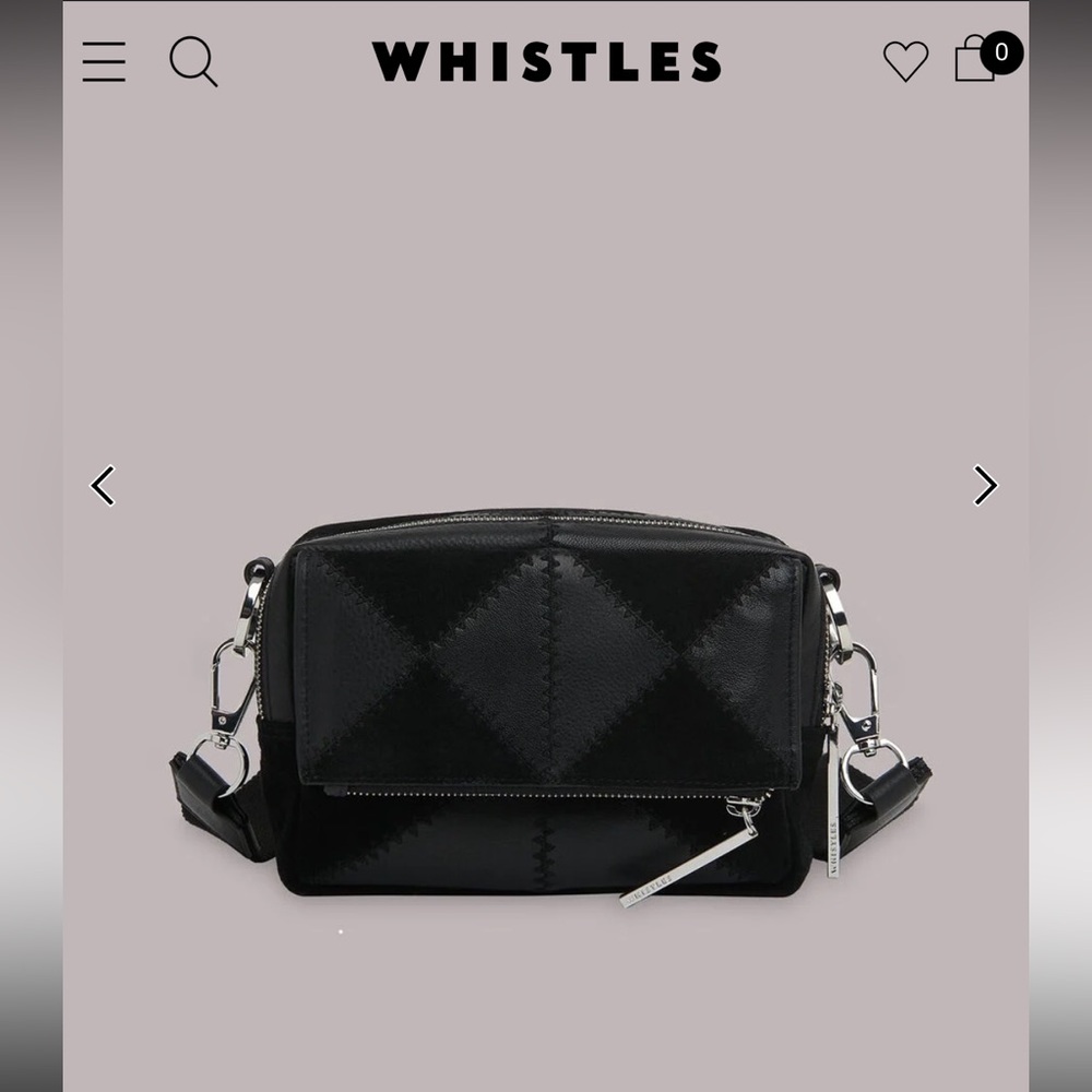 Whistles Black Quilted Patchwork Crossbody Bag